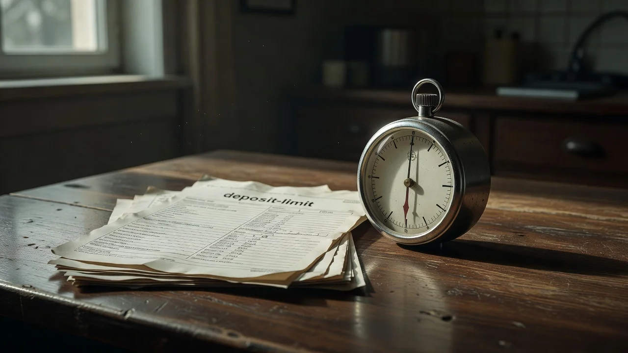 Timer and deposit-limit settings still-life on a desk