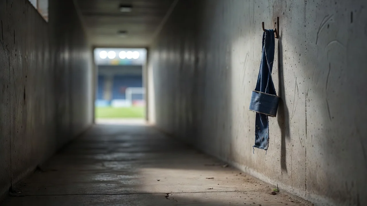 Players’ tunnel with armband hanging on a hook