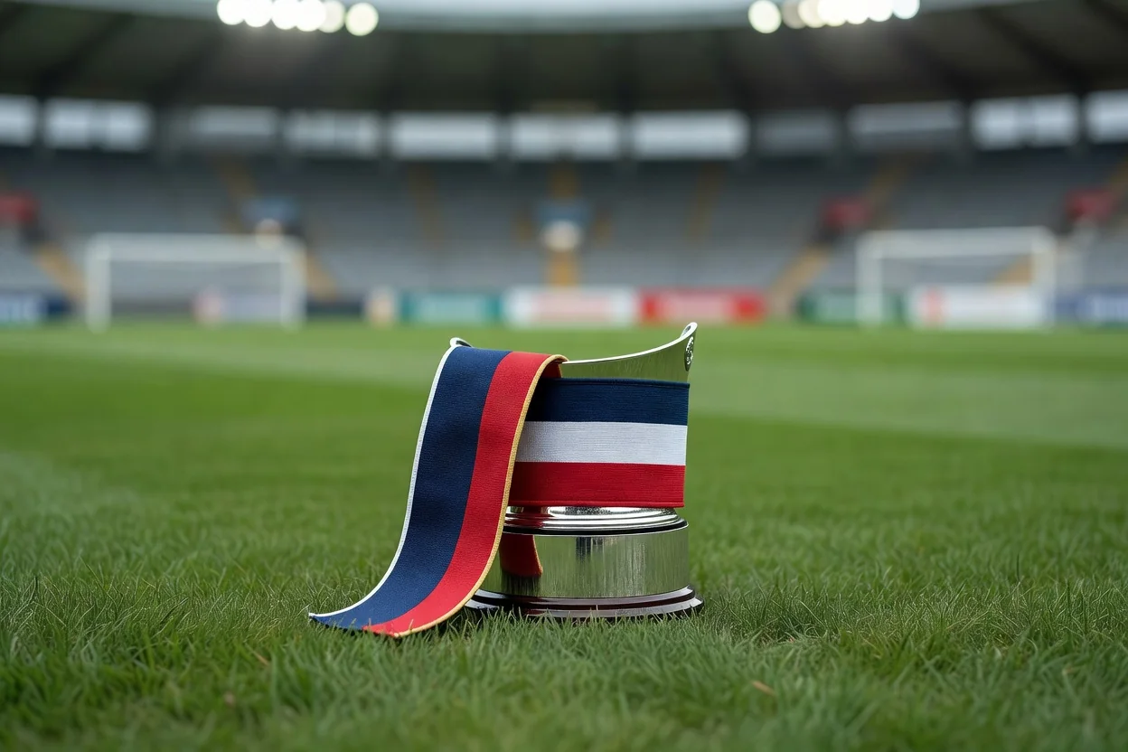 Captain’s armband draped over a trophy base