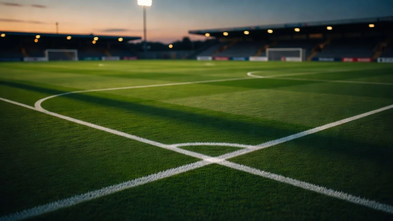Perfectly marked defensive third of a pitch at dusk