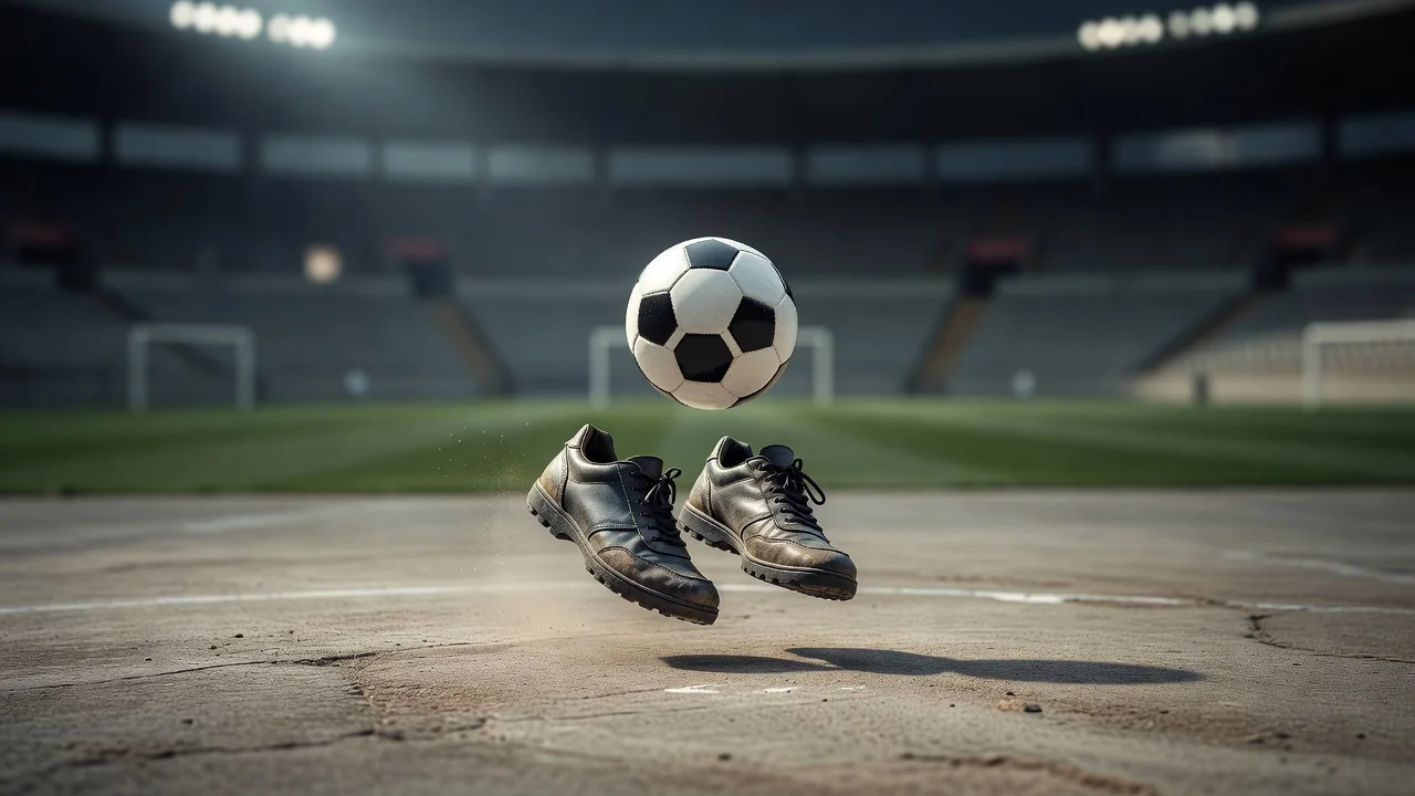 Success of Cuauhtémoc Blanco in Mexican Football Football balanced between two boots in a street-style trick