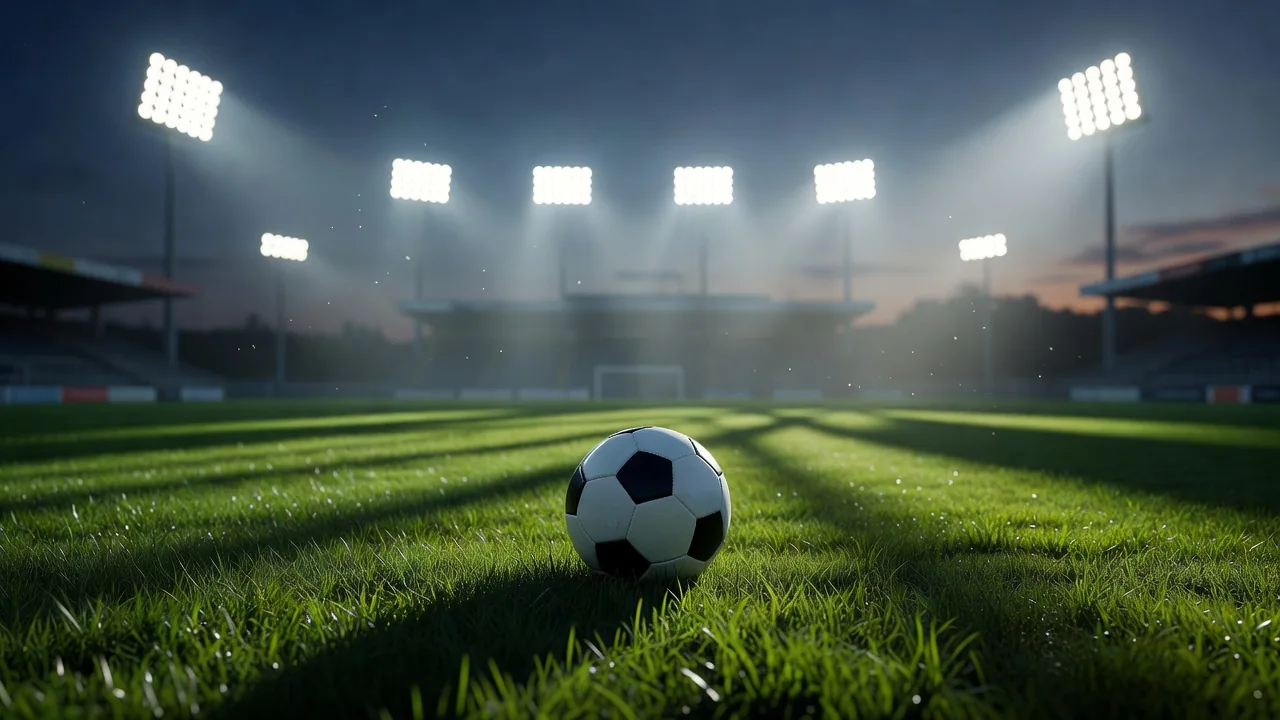 The Story of Success of Rafael Márquez in Mexican Football Defender’s view: ball on grass with a wall of stadium lights ahead